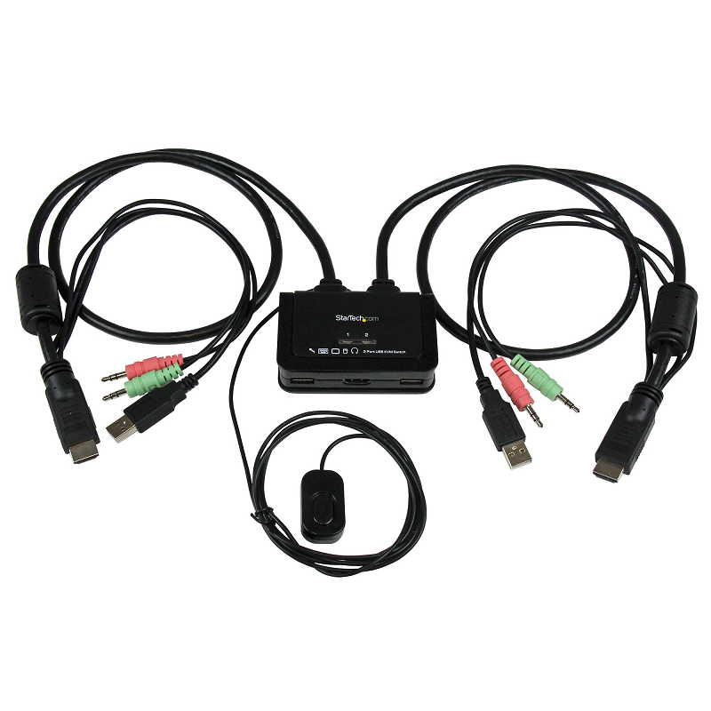 StarTech SV211HDUA 2 Port HDMI Cable KVM Switch with Audio & Remote Switch